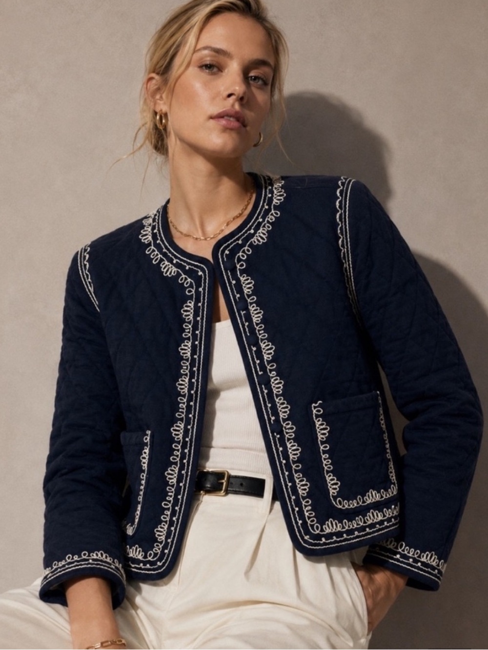 NEW Bagatelle Collection Quilted Embroidered Jacket